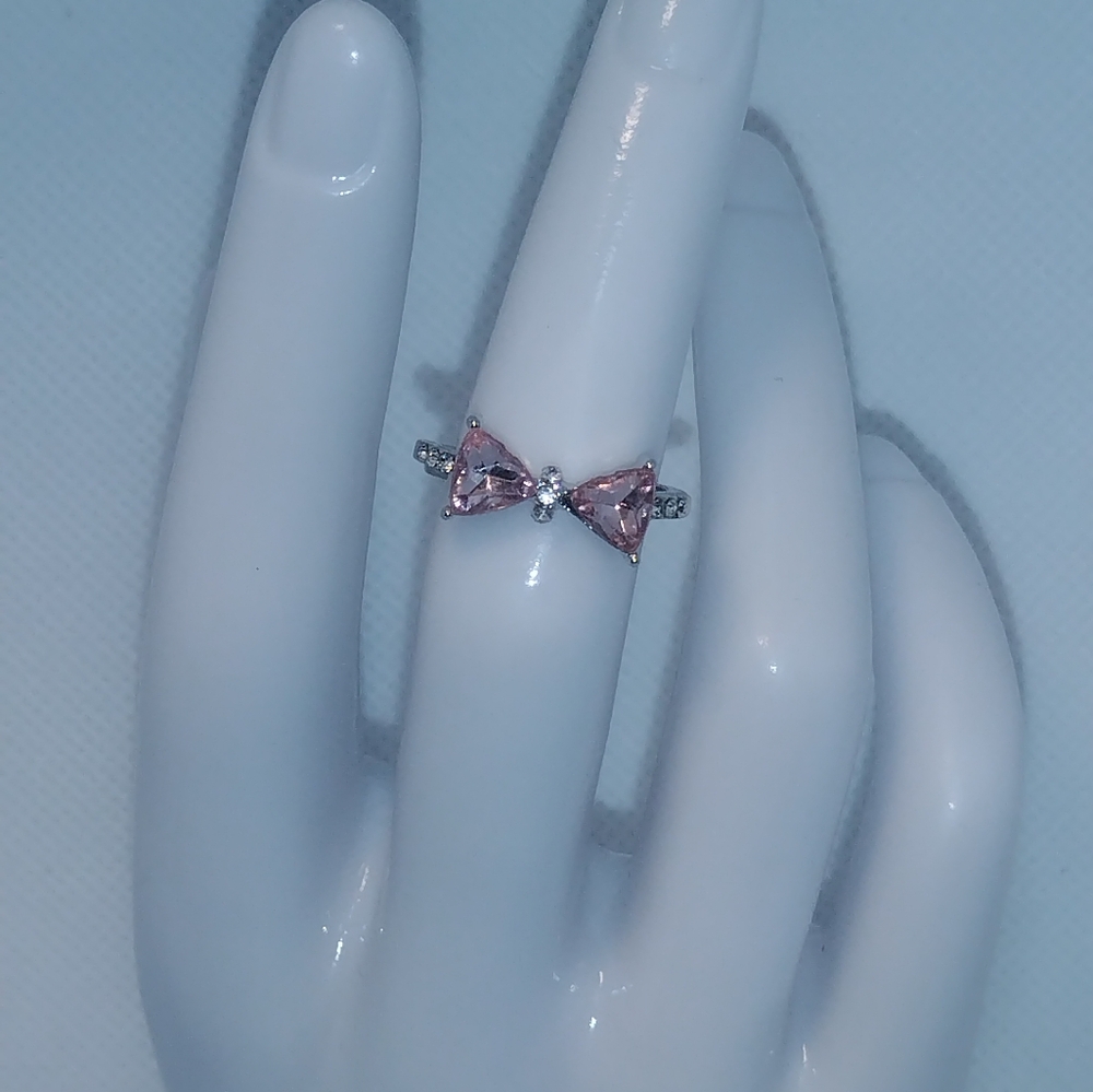 Vintage Heart ring- Pink Bow
